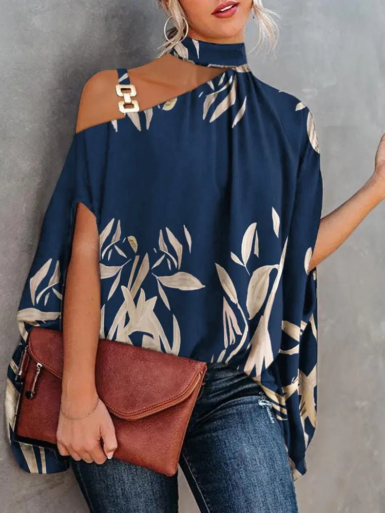 Women's Blouses Halter Neck Off Shoulder Doll Sleeve Print Blouse - Blouses - Instastyled | Online Fashion Free Shipping Clothing, Dresses, Tops, Shoes - 20-30 - 23/05/2022 - BLO2205231709