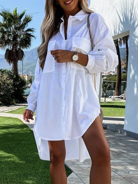 Women's Blouses Irregular Lapel Long Sleeve Long Blouses - Blouses - INS | Online Fashion Free Shipping Clothing, Dresses, Tops, Shoes - 12/08/2021 - 30-40 - BLO2108131305