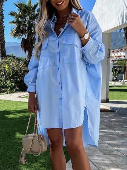 Women's Blouses Irregular Lapel Long Sleeve Long Blouses - Blouses - INS | Online Fashion Free Shipping Clothing, Dresses, Tops, Shoes - 12/08/2021 - 30-40 - BLO2108131305