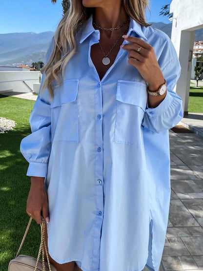 Women's Blouses Irregular Lapel Long Sleeve Long Blouses - Blouses - INS | Online Fashion Free Shipping Clothing, Dresses, Tops, Shoes - 12/08/2021 - 30-40 - BLO2108131305