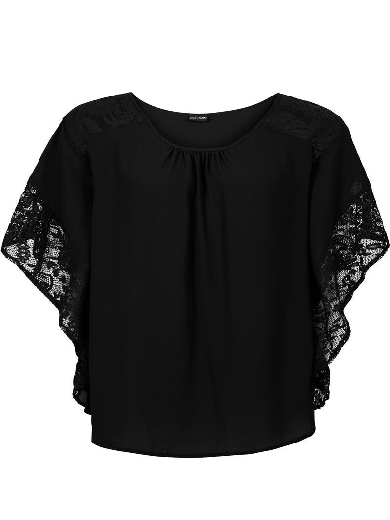 Women's Blouses Lace Panel Doll Sleeve Blouse - Blouses - Instastyled | Online Fashion Free Shipping Clothing, Dresses, Tops, Shoes - 15/10/2022 - 20-30 - BLO2210151896