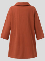Women's Blouses Lapel Asymmetric Hem 3/4 Sleeve Blouse - Blouses - Instastyled | Online Fashion Free Shipping Clothing, Dresses, Tops, Shoes - 11/01/2022 - 20-30 - BLO2201111537