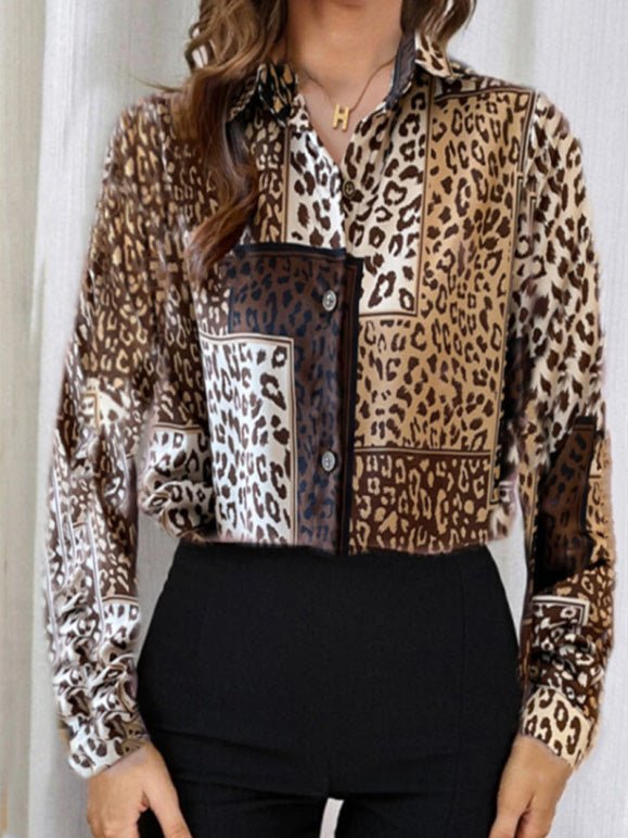 Women's Blouses Lapel Leopard Long Sleeve Blouse - Blouses - Instastyled | Online Fashion Free Shipping Clothing, Dresses, Tops, Shoes - 07/03/2022 - 30-40 - BLO2203071613