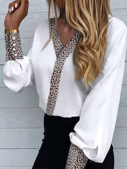 Women's Blouses Leopard Print Button Lantern Sleeve Blouses - Blouses - INS | Online Fashion Free Shipping Clothing, Dresses, Tops, Shoes - 24/08/2021 - 30-40 - BLO2108251315