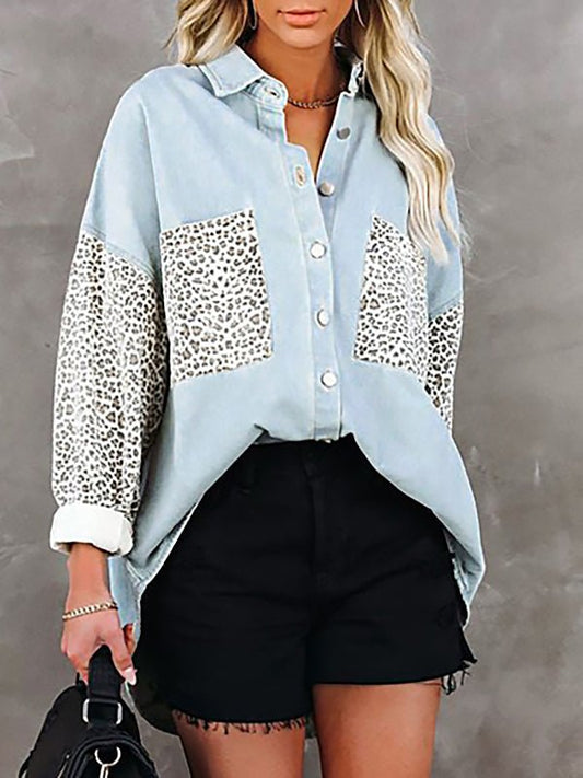 Women's Blouses Long Sleeve Leopard Print Lapel Blouse - Blouses - Instastyled | Online Fashion Free Shipping Clothing, Dresses, Tops, Shoes - 26/12/2022 - 40-50 - BLO2212261944