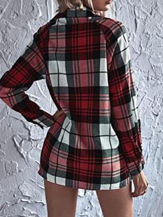 Women's Blouses Loose Button Long Sleeve Plaid Blouse - Blouses - INS | Online Fashion Free Shipping Clothing, Dresses, Tops, Shoes - 20-30 - 22/10/2021 - BLO2110221382