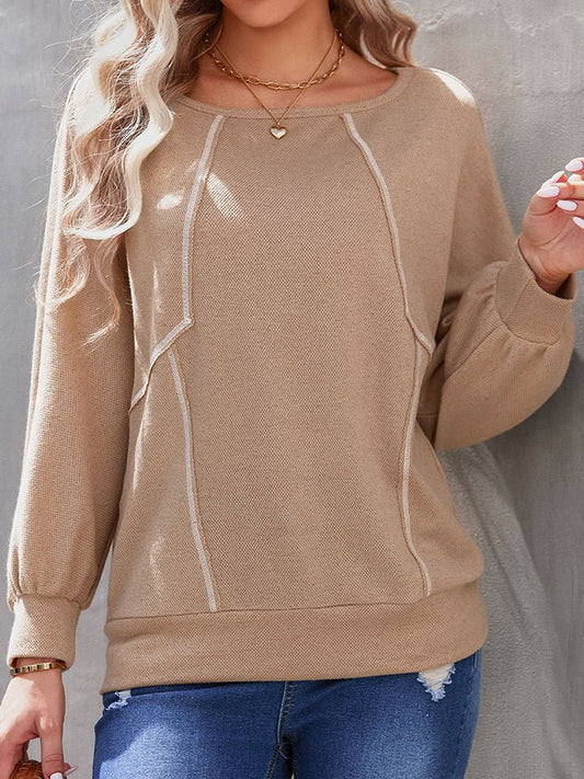 Women's Blouses Loose Pullover Splicing Long Sleeve Blouse - MsDressly