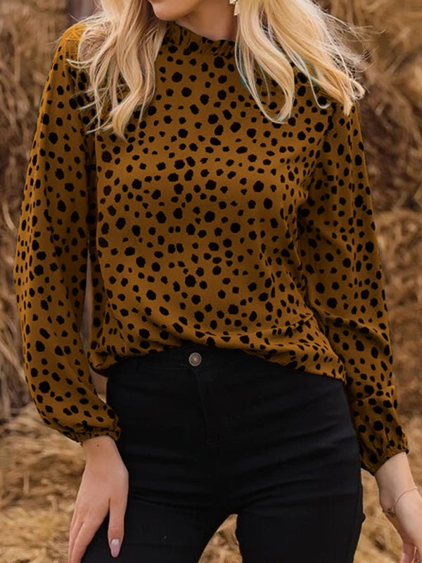 Women's Blouses Polka Dot Crew Neck Long Sleeve Blouse - MsDressly