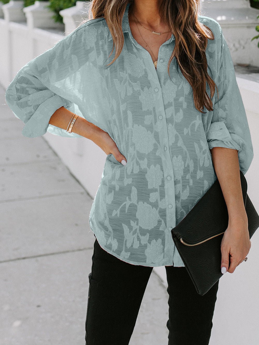 Women's Blouses Printed Button Long Sleeve Casual Blouse - Blouses - Instastyled | Online Fashion Free Shipping Clothing, Dresses, Tops, Shoes - 15/09/2022 - BLO2209151872 - Blouses