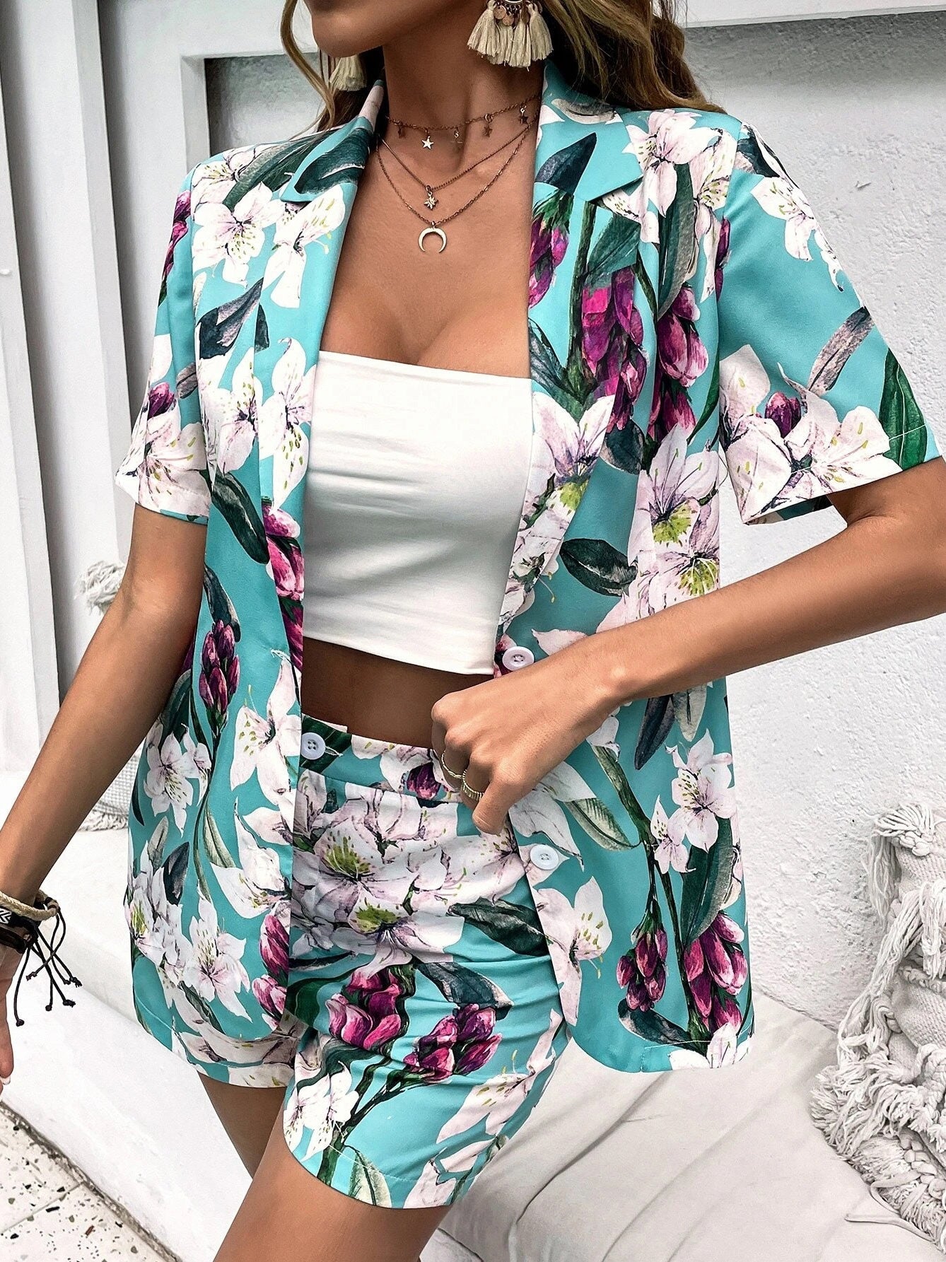 Women's Blouses Printed Casual Lapel Short Sleeve Blouse - Blouses - Instastyled | Online Fashion Free Shipping Clothing, Dresses, Tops, Shoes - 23/05/2022 - 30-40 - BLO2205231712