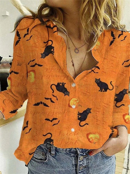 Women's Blouses Printed Lapel Button Long Sleeve Casual Blouses - Blouses - Instastyled | Online Fashion Free Shipping Clothing, Dresses, Tops, Shoes - 20-30 - 27/08/2022 - BLO2208271848