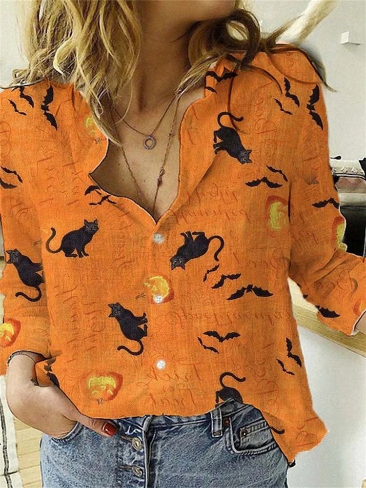 Women's Blouses Printed Lapel Button Long Sleeve Casual Blouses - Blouses - Instastyled | Online Fashion Free Shipping Clothing, Dresses, Tops, Shoes - 20-30 - 27/08/2022 - BLO2208271848