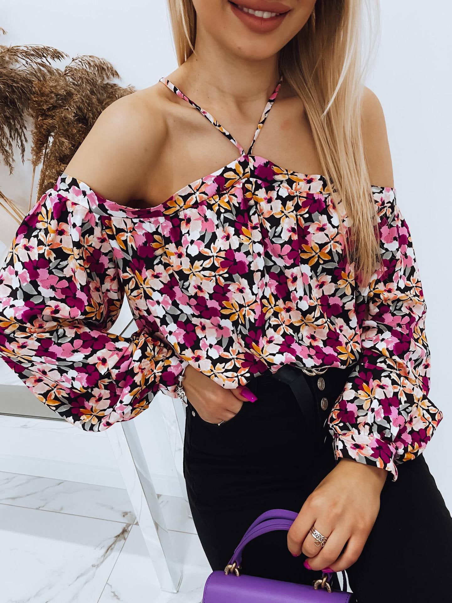 Women's Blouses Printed One-Shoulder Long Sleeve Blouse - Blouses - Instastyled | Online Fashion Free Shipping Clothing, Dresses, Tops, Shoes - 20-30 - 22/08/2022 - BLO2208221836