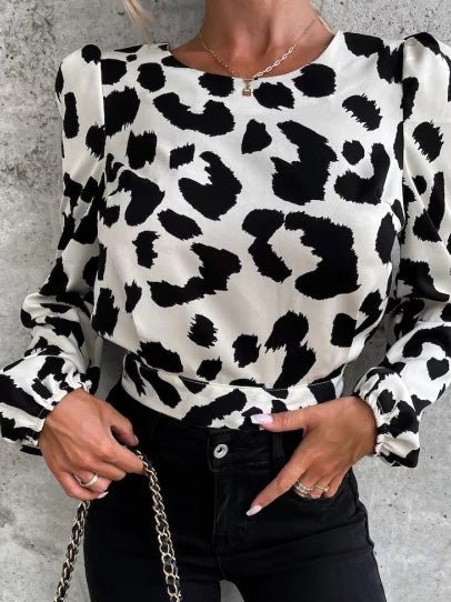 Women's Blouses Printed Open Back Tie Long Sleeves Blouse - Blouses - Instastyled | Online Fashion Free Shipping Clothing, Dresses, Tops, Shoes - 16/09/2022 - BLO2209161873 - Blouses