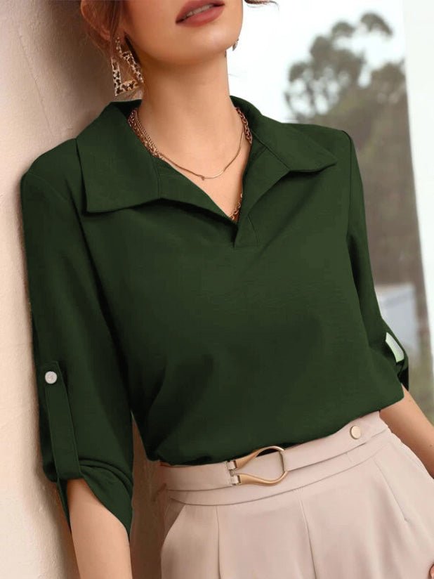 Women's Blouses Solid Lapel Long Sleeve Blouse - Blouses - Instastyled | Online Fashion Free Shipping Clothing, Dresses, Tops, Shoes - 11/10/2022 - 40-50 - BLO2210111894