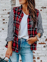 Women's Blouses Stand Collar Plaid Pocket Long Sleeve Blouse - Blouses - Instastyled | Online Fashion Free Shipping Clothing, Dresses, Tops, Shoes - 23/12/2021 - 30-40 - BLO2112231500