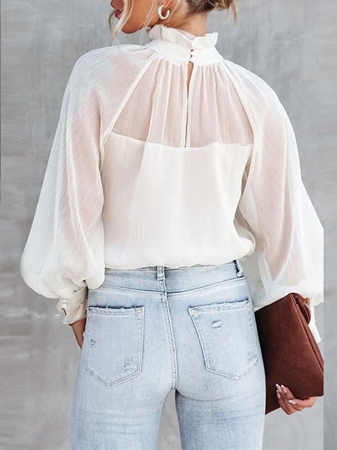 Women's Blouses Turtleneck Balloon Sleeve Chiffon Blouse - Blouses - Instastyled | Online Fashion Free Shipping Clothing, Dresses, Tops, Shoes - 21/09/2022 - BLO2209211882 - Blouses