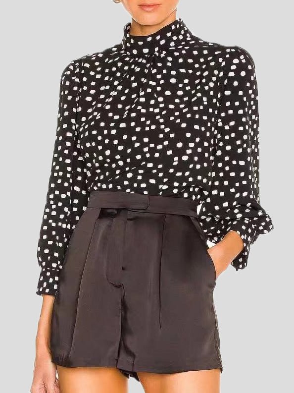 Women's Blouses Turtleneck Polka Dot Long Sleeve Blouse - Blouses - Instastyled | Online Fashion Free Shipping Clothing, Dresses, Tops, Shoes - 24/09/2022 - 30-40 - BLO2209241883