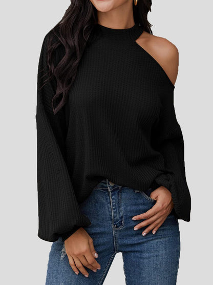 Women's Blouses Waffle Off Shoulder Long Sleeve Knit Blouse - Blouses - Instastyled | Online Fashion Free Shipping Clothing, Dresses, Tops, Shoes - 20-30 - 26/08/2022 - BLO2208261846