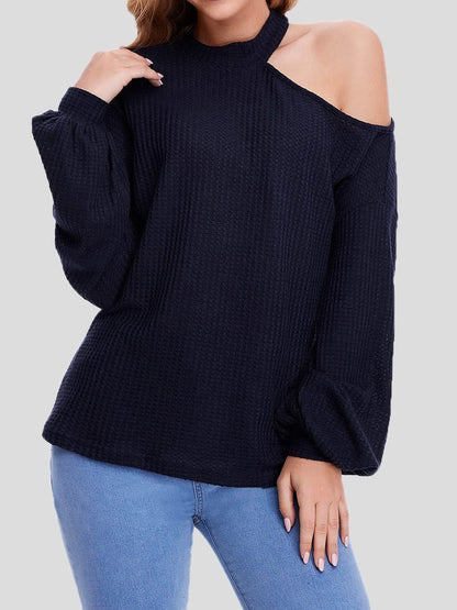 Women's Blouses Waffle Off Shoulder Long Sleeve Knit Blouse - Blouses - Instastyled | Online Fashion Free Shipping Clothing, Dresses, Tops, Shoes - 20-30 - 26/08/2022 - BLO2208261846