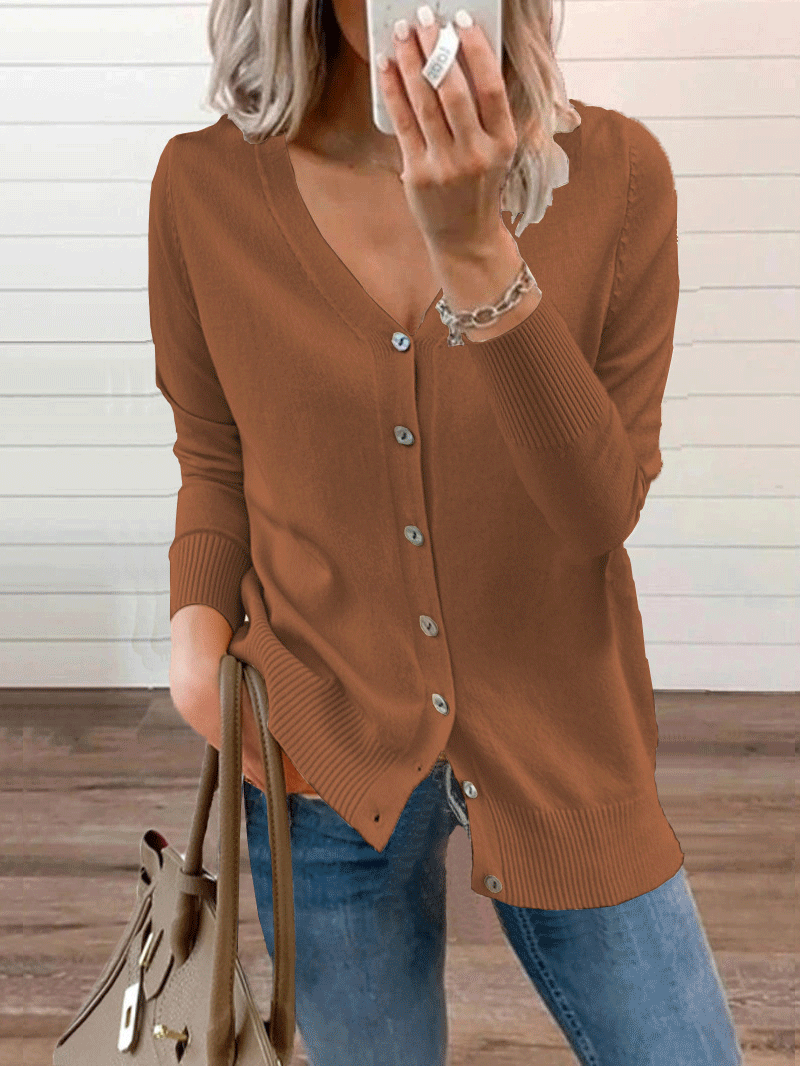 Women's Cardigan Loose V-Neck Long Sleeve Knitted Cardigan - Cardigans & Sweaters - INS | Online Fashion Free Shipping Clothing, Dresses, Tops, Shoes - 20-30 - 21/10/2021 - CAR2110211157