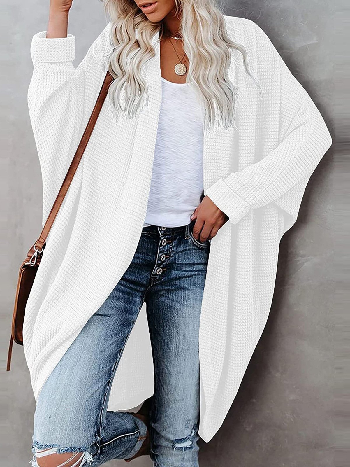 Women's Cardigans Bat Long Sleeve Mid-Length Knitted Cardigan - Cardigans & Sweaters - INS | Online Fashion Free Shipping Clothing, Dresses, Tops, Shoes - 20-30 - 26/10/2021 - CAR2110261162