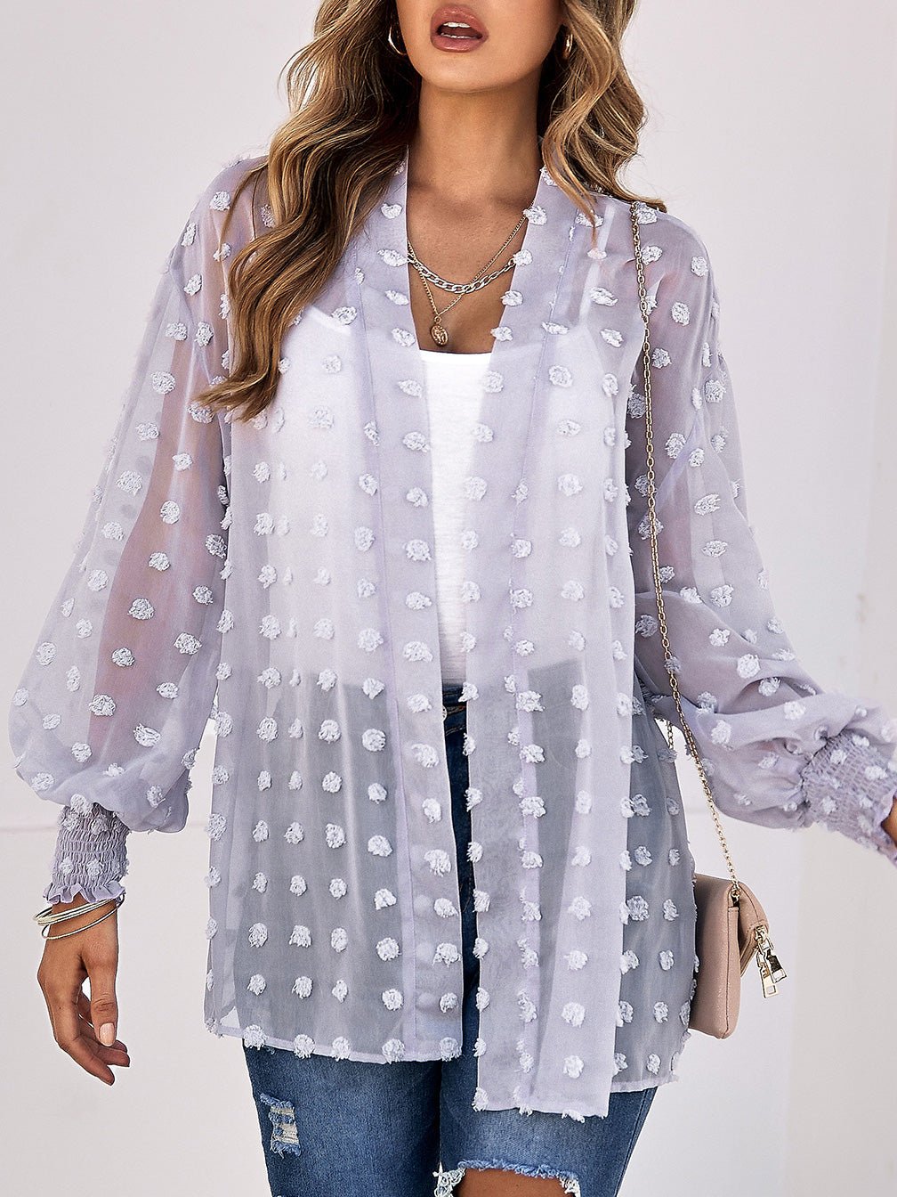 Women's Cardigans Casual Jacquard Long Sleeve Chiffon Cardigan - Cardigans - Instastyled | Online Fashion Free Shipping Clothing, Dresses, Tops, Shoes - 29/08/2022 - CAR2208291244 - Cardigans