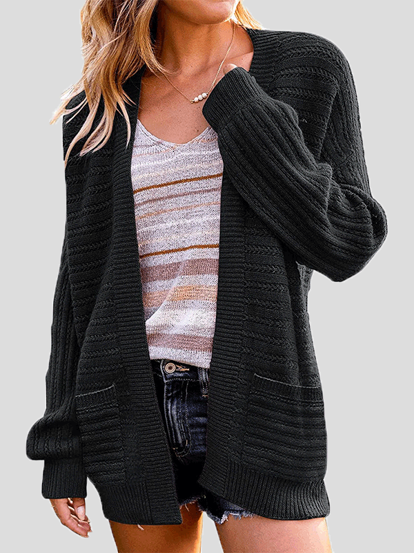 Cardigans - Casual Pocket Long Sleeve Knit Cardigan - MsDressly