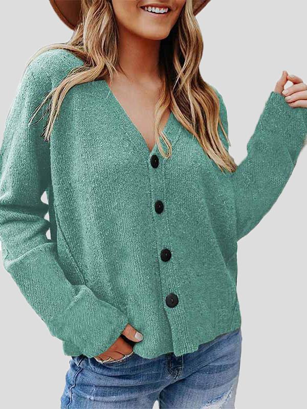 Women's Cardigans Casual Solid Long Sleeve Button Knit Cardigan - Cardigans & Sweaters - INS | Online Fashion Free Shipping Clothing, Dresses, Tops, Shoes - 20-30 - 22/10/2021 - CAR2110221160