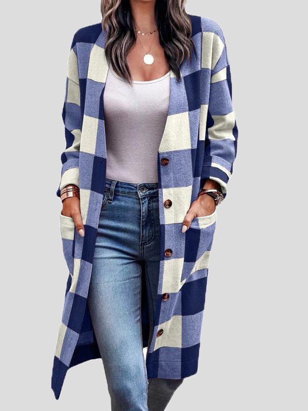 Women's Cardigans Check Button Pocket Wool Cardigan - Cardigans - Instastyled | Online Fashion Free Shipping Clothing, Dresses, Tops, Shoes - 30-40 - 30/08/2022 - CAR2208301247