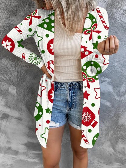 Women's Cardigans Christmas Print Button Long Sleeve Cardigan - Cardigans & Sweaters - INS | Online Fashion Free Shipping Clothing, Dresses, Tops, Shoes - 05/11/2021 - 20-30 - CAR2111051184