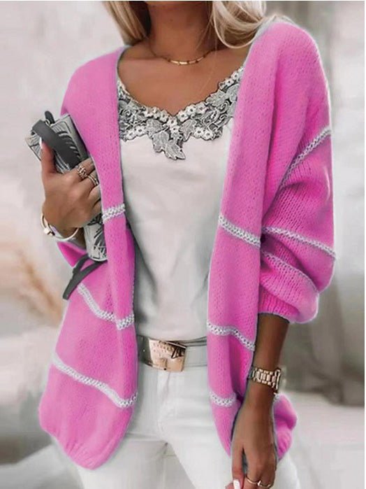 Women's Cardigans Contrast Long Sleeve Sweater Cardigan - Cardigans - Instastyled | Online Fashion Free Shipping Clothing, Dresses, Tops, Shoes - 30/08/2022 - 40-50 - CAR2208301246