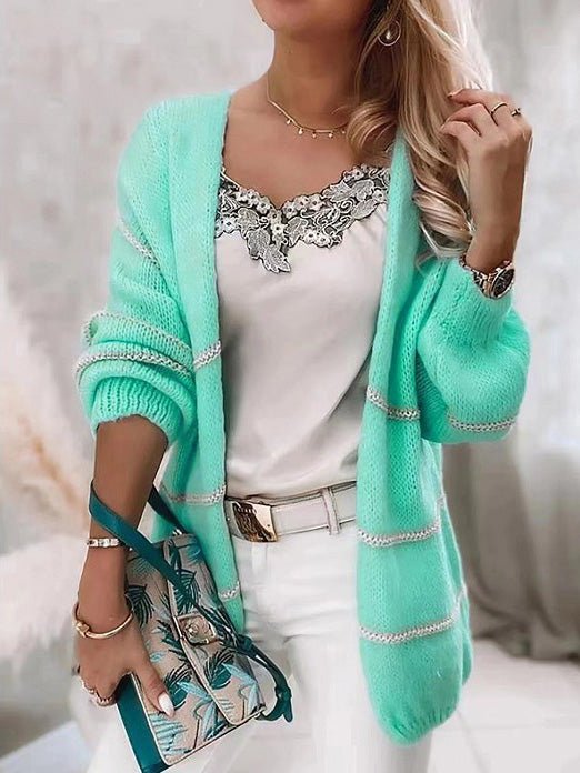 Women's Cardigans Contrast Long Sleeve Sweater Cardigan - Cardigans - Instastyled | Online Fashion Free Shipping Clothing, Dresses, Tops, Shoes - 30/08/2022 - 40-50 - CAR2208301246