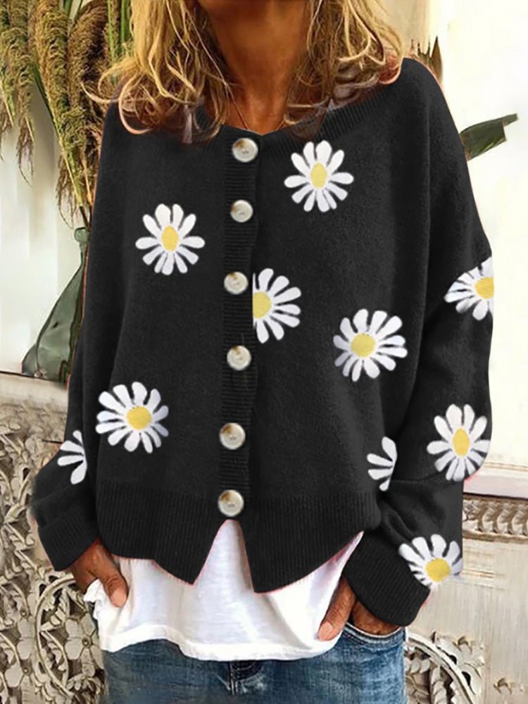 Women's Cardigans Daisy Button Long Sleeve Sweater Cardigan - Cardigans - Instastyled | Online Fashion Free Shipping Clothing, Dresses, Tops, Shoes - 31/08/2022 - CAR2208311248 - cardigans