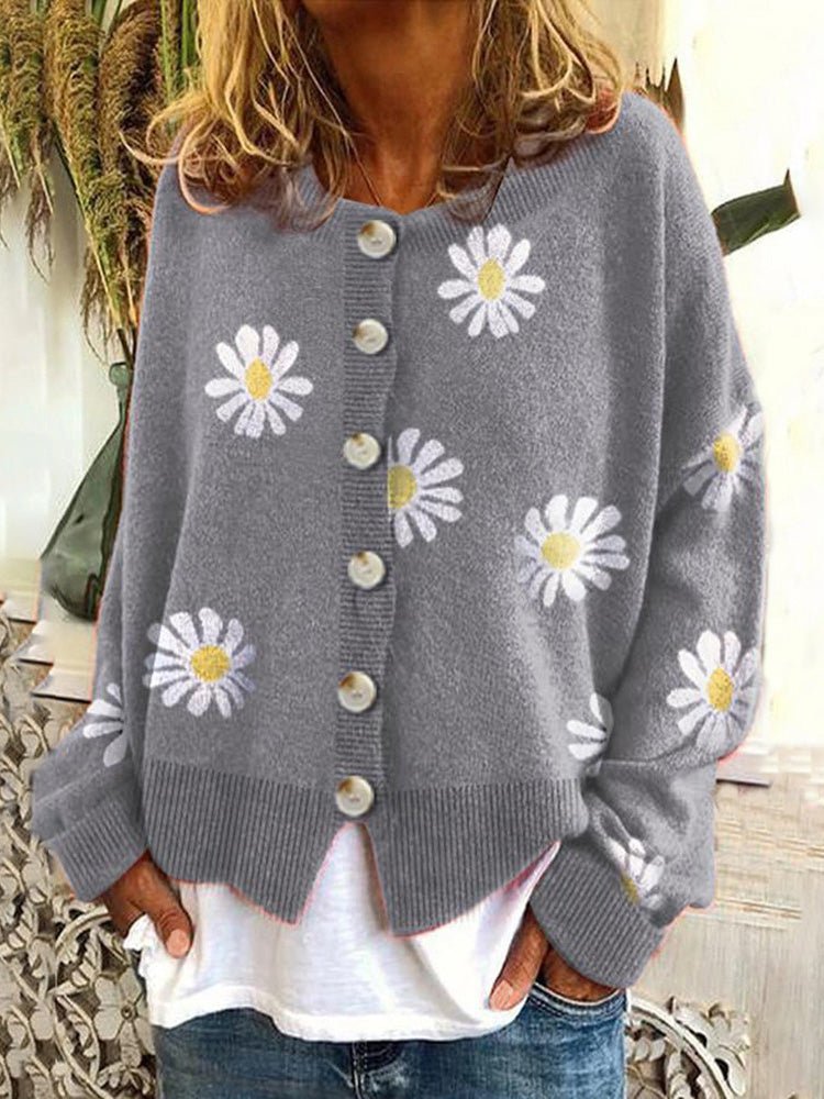 Women's Cardigans Daisy Button Long Sleeve Sweater Cardigan - Cardigans - Instastyled | Online Fashion Free Shipping Clothing, Dresses, Tops, Shoes - 31/08/2022 - CAR2208311248 - cardigans