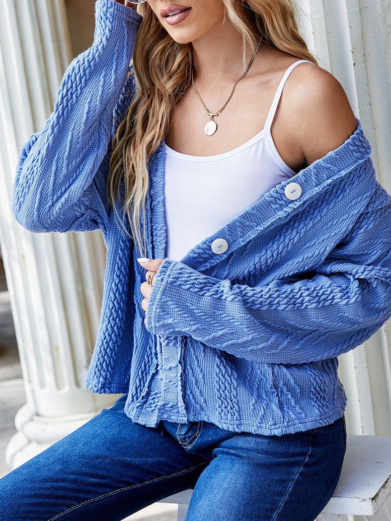 Women's Cardigans Fashion Button Long Sleeve Sweater Cardigan - Cardigans & Sweaters - Instastyled | Online Fashion Free Shipping Clothing, Dresses, Tops, Shoes - 23/12/2021 - 30-40 - CAR2112231207