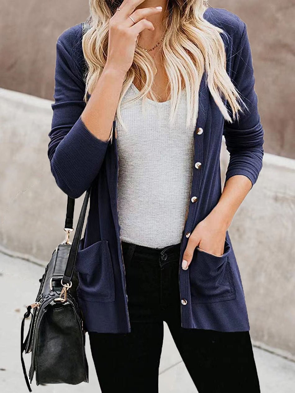 Women's Cardigans Loose Button Pocket Knit Cardigan - Cardigans - Instastyled | Online Fashion Free Shipping Clothing, Dresses, Tops, Shoes - 10/08/2022 - CAR2208101233 - Cardigans