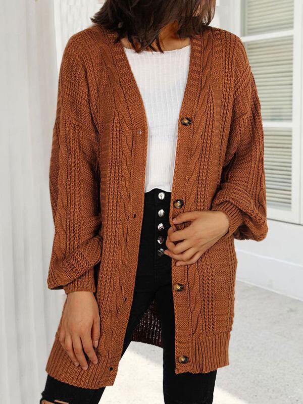 Women's Cardigans Loose Solid Button Knit Cardigan - Cardigans - Instastyled | Online Fashion Free Shipping Clothing, Dresses, Tops, Shoes - 09/09/2022 - 40-50 - CAR2209091254