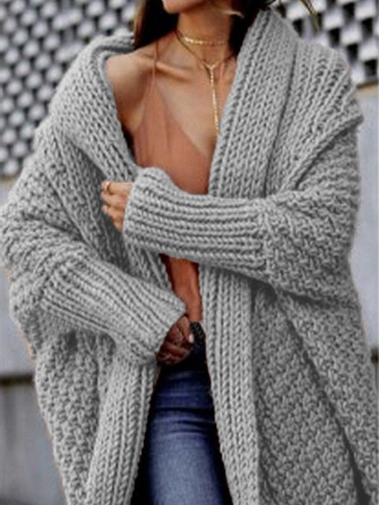 Women's Cardigans Loose Solid Knit Long Sweater Cardigan - Cardigans - Instastyled | Online Fashion Free Shipping Clothing, Dresses, Tops, Shoes - 16/09/2022 - CAR2209161260 - Cardigans