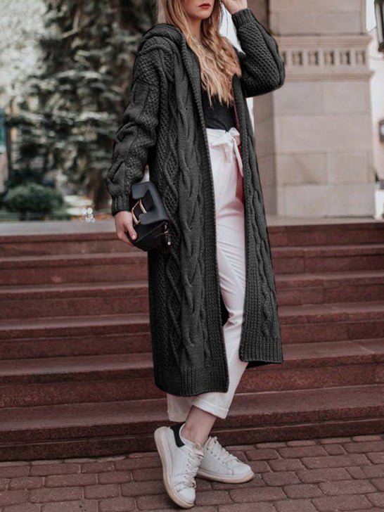 Women's Cardigans Loose Solid Long Sleeve Hooded Sweater Cardigan - Cardigans - Instastyled | Online Fashion Free Shipping Clothing, Dresses, Tops, Shoes - 06/09/2022 - CAR2209061252 - Cardigans