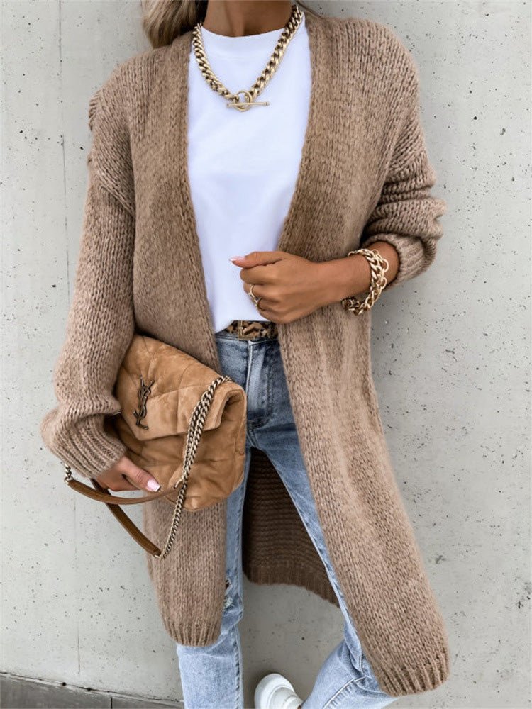 Women's Cardigans Loose Solid Long Sleeve Knit Cardigan - Cardigans - Instastyled | Online Fashion Free Shipping Clothing, Dresses, Tops, Shoes - 29/08/2022 - CAR2208291245 - Cardigans