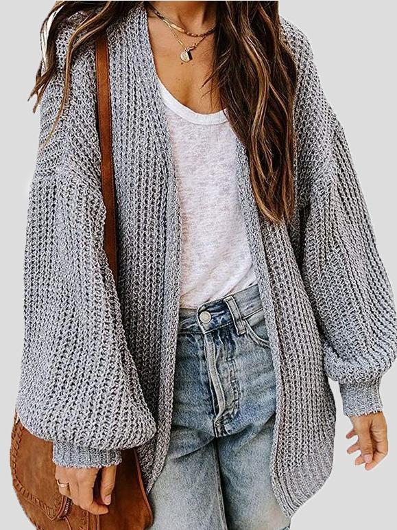 Women's Cardigans Loose Solid Long Sleeve Sweater Cardigan - Cardigans & Sweaters - INS | Online Fashion Free Shipping Clothing, Dresses, Tops, Shoes - 04/11/2021 - 30-40 - CAR2111041183