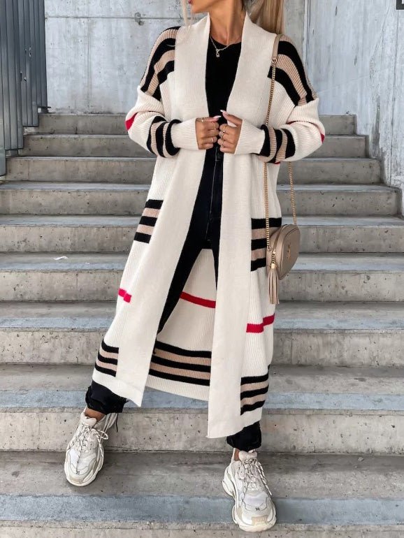 Women's Cardigans Loose Striped Print Long Sleeve Knit Cardigan - Cardigans - Instastyled | Online Fashion Free Shipping Clothing, Dresses, Tops, Shoes - 19/09/2022 - CAR2209191264 - Cardigans