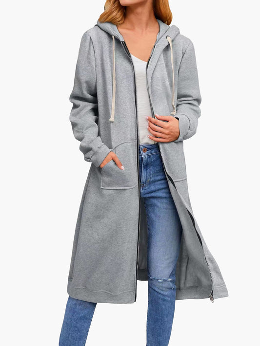 Women's Cardigans Loose Zip Pocket Hooded Long Cardigan - Cardigans - Instastyled | Online Fashion Free Shipping Clothing, Dresses, Tops, Shoes - 24/10/2022 - 40-50 - CAR2210241276