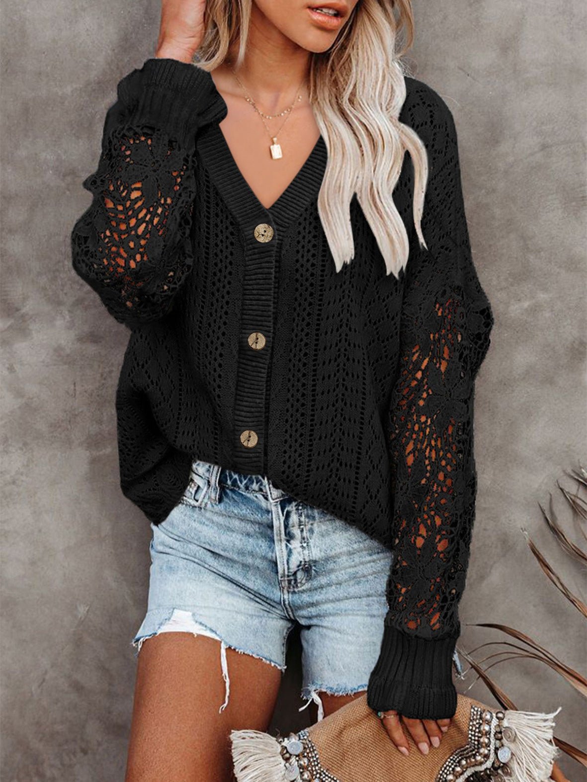 Women's Cardigans Single Breasted Hollow Lace Long Sleeve Sweater Cardigan - Cardigans - Instastyled | Online Fashion Free Shipping Clothing, Dresses, Tops, Shoes - 14/09/2022 - CAR2209141256 - Cardigans