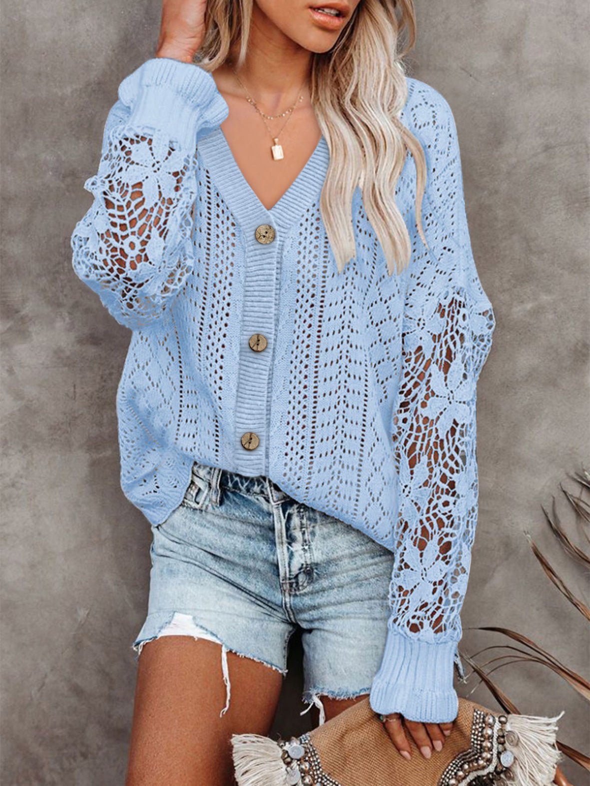 Women's Cardigans Single Breasted Hollow Lace Long Sleeve Sweater Cardigan - Cardigans - Instastyled | Online Fashion Free Shipping Clothing, Dresses, Tops, Shoes - 14/09/2022 - CAR2209141256 - Cardigans