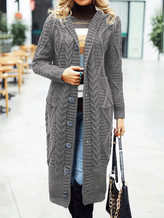 Women's Cardigans Solid Button Pocket Long Sweater Cardigan - Cardigans & Sweaters - INS | Online Fashion Free Shipping Clothing, Dresses, Tops, Shoes - 29/09/2021 - CAR2109291138 - Cardigans & Sweaters