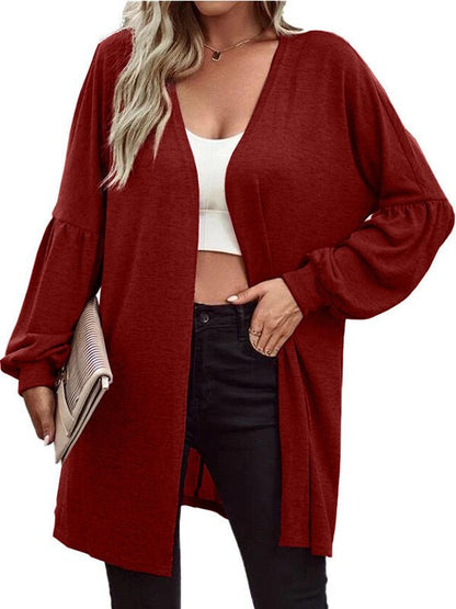 Cardigans - Solid Color Fashion Knitting Long Sleeved Cardigan - MsDressly