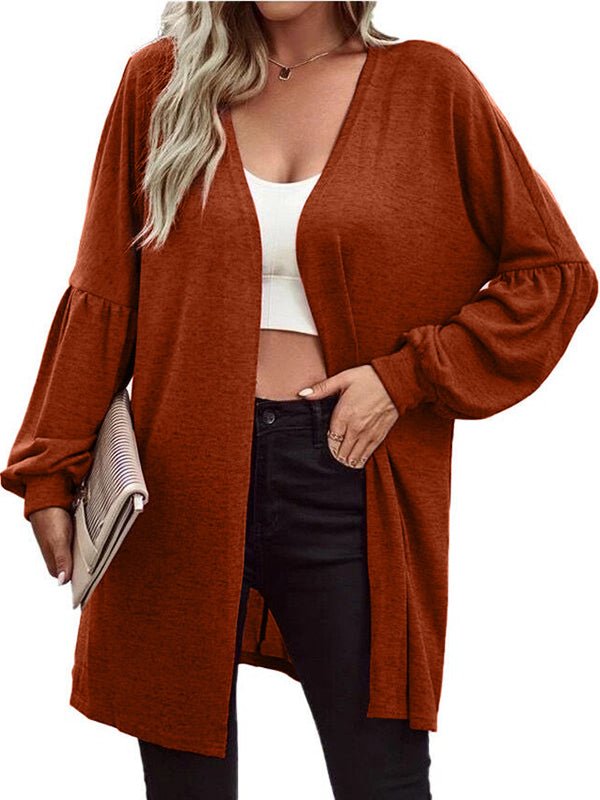 Cardigans - Solid Color Fashion Knitting Long Sleeved Cardigan - MsDressly