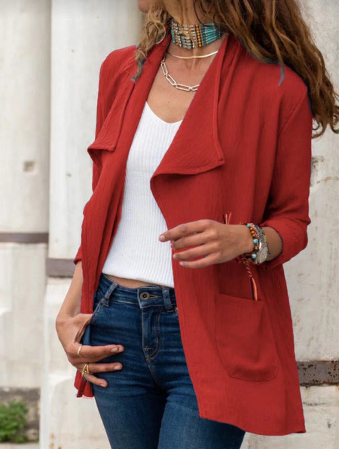 Women's Cardigans Solid Lapel Long Sleeve Casual Cardigan - Cardigans - Instastyled | Online Fashion Free Shipping Clothing, Dresses, Tops, Shoes - 28/07/2022 - CAR2207281228 - Cardigans